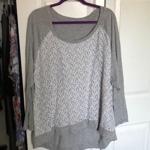 2X light grey with lace top EUC soft tshirt